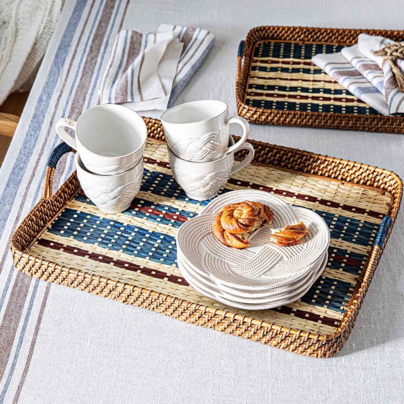 Danish Stripe 21" Tray - Navy