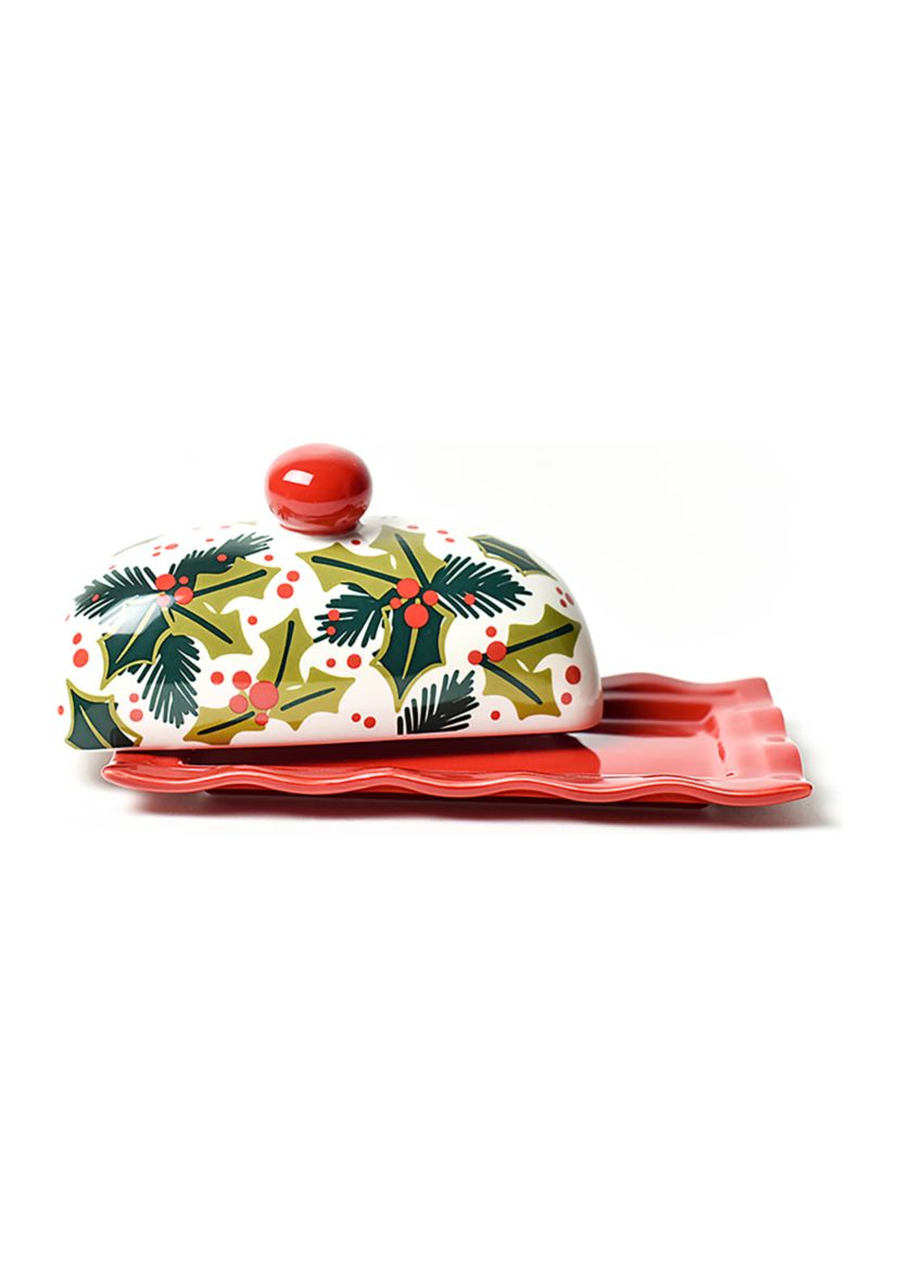 Holly Ruffle Domed Butter Dish