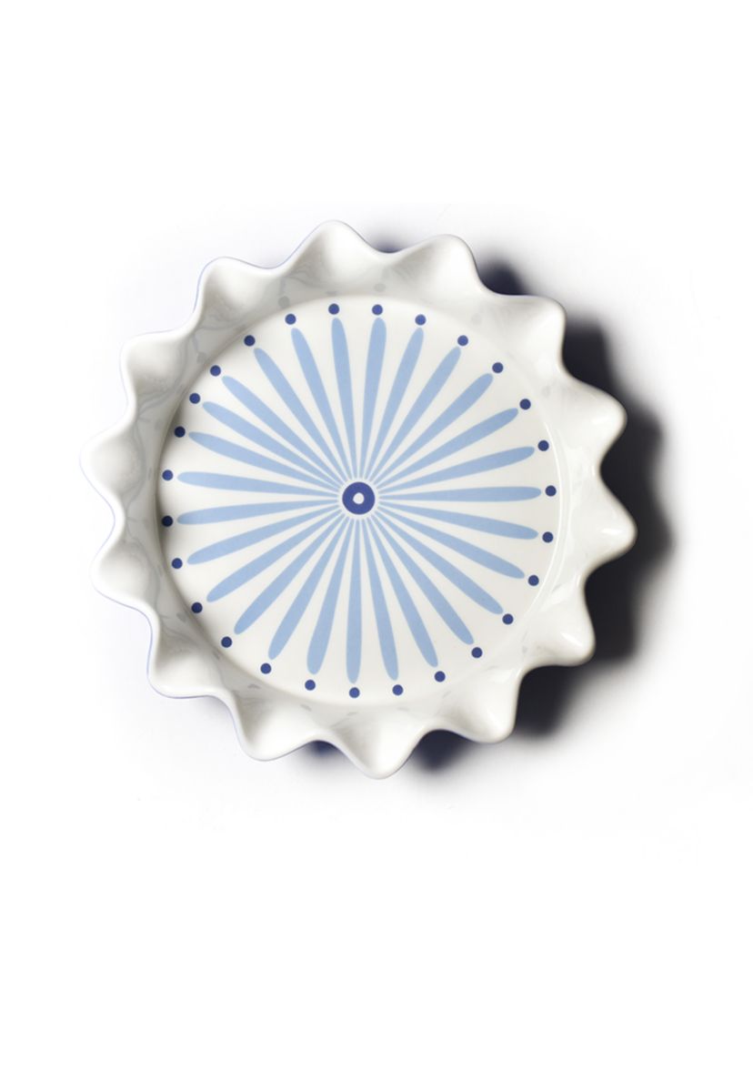 Iris Blue Burst Ruffle Pie Dish