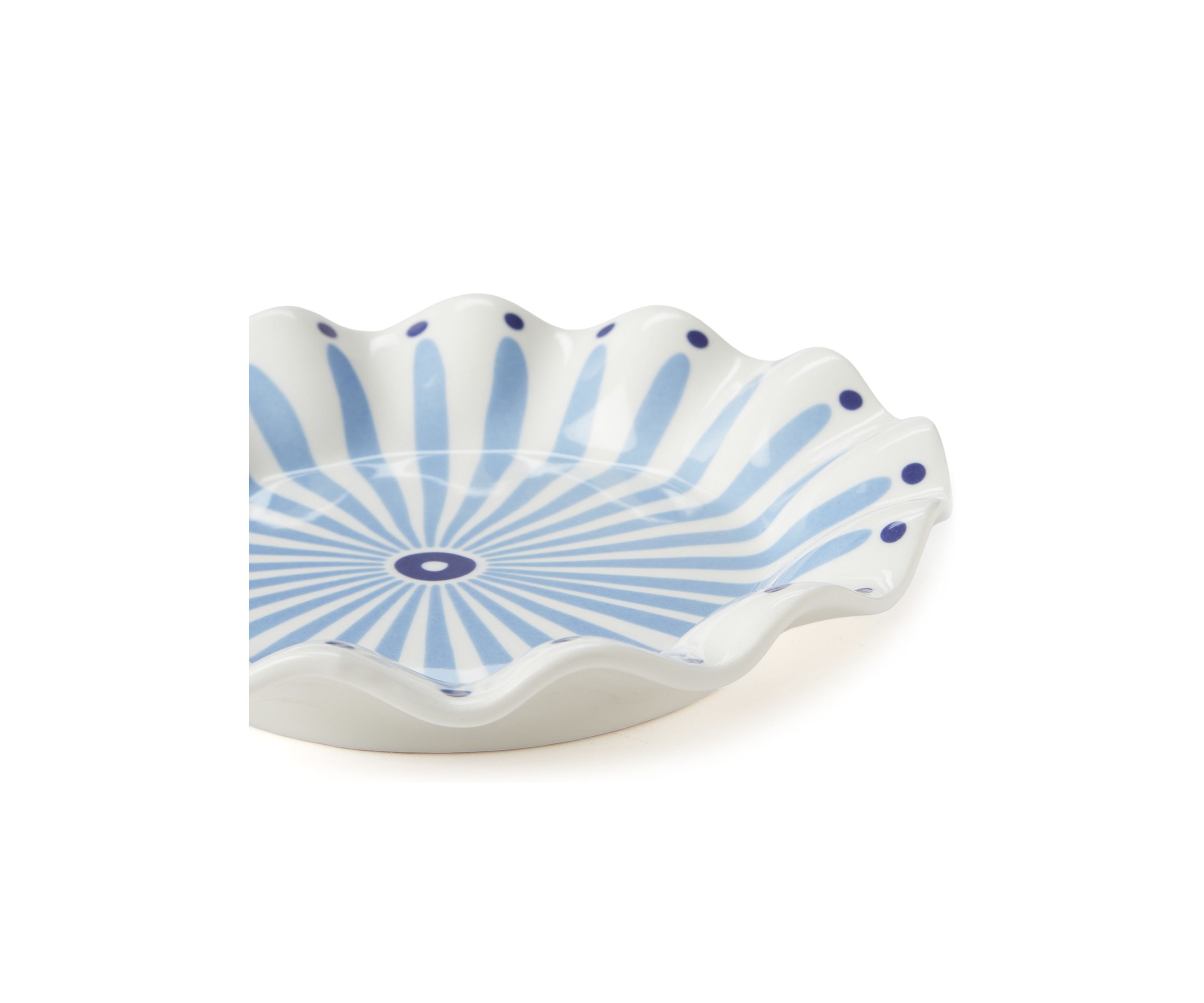 Iris Blue Burst Ruffle Salad Plate 