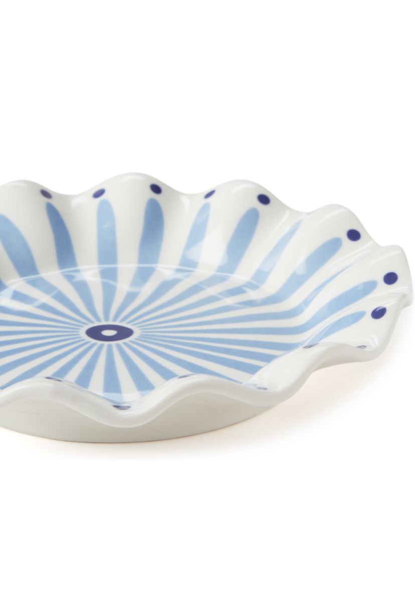 Iris Blue Burst Ruffle Salad Plate 