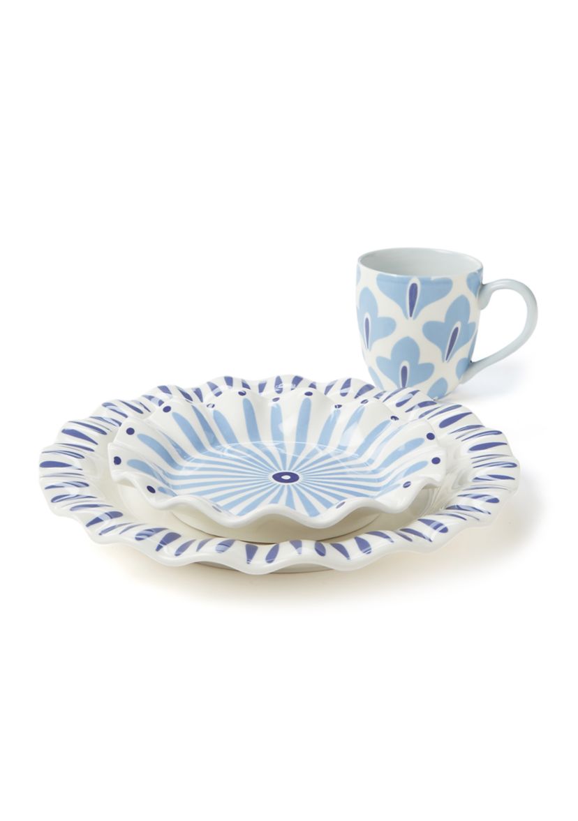 Iris Blue Burst Ruffle Salad Plate 