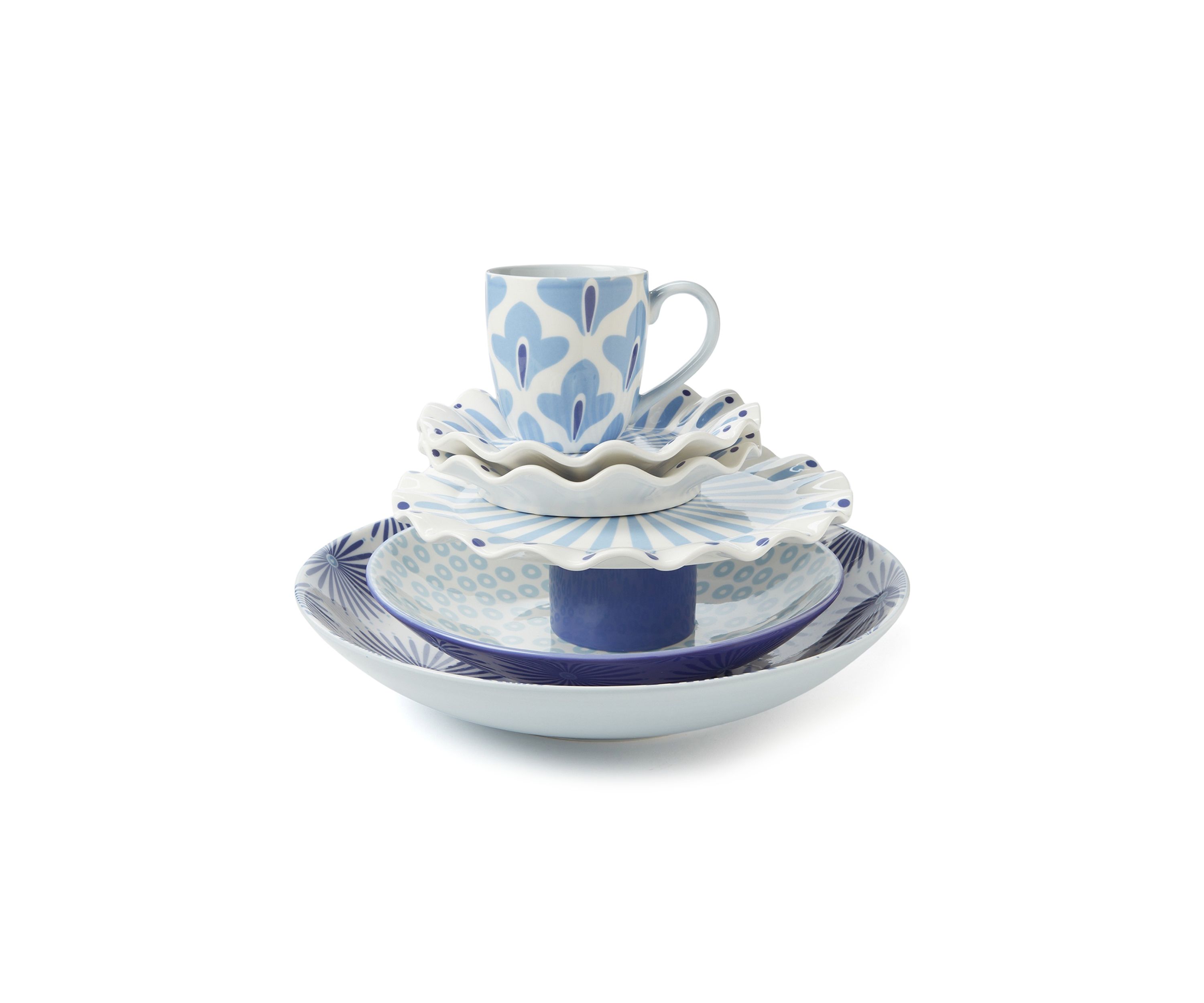 Iris Blue Burst Ruffle Salad Plate 