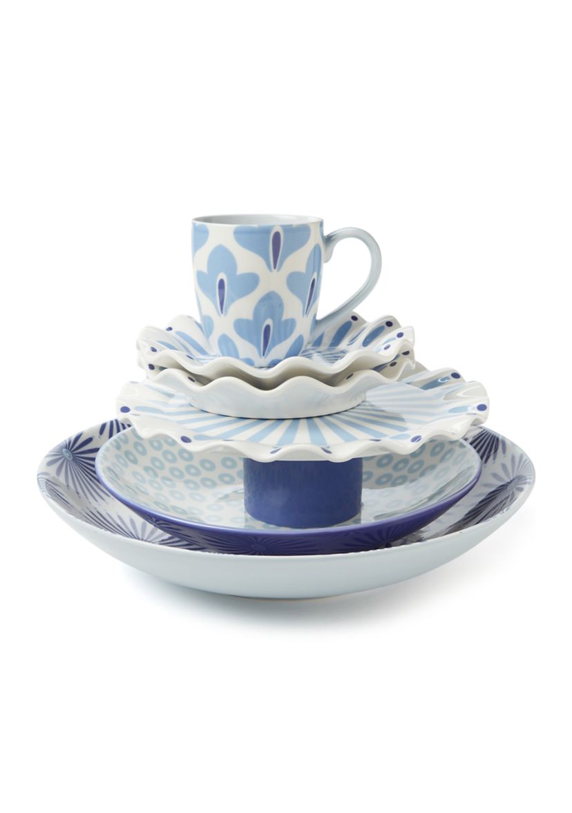 Iris Blue Burst Ruffle Salad Plate 
