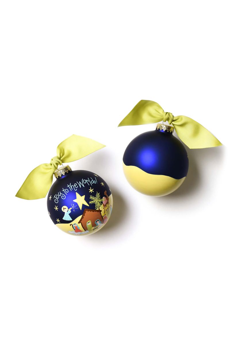 Joy to the World Nativity Glass Ornament