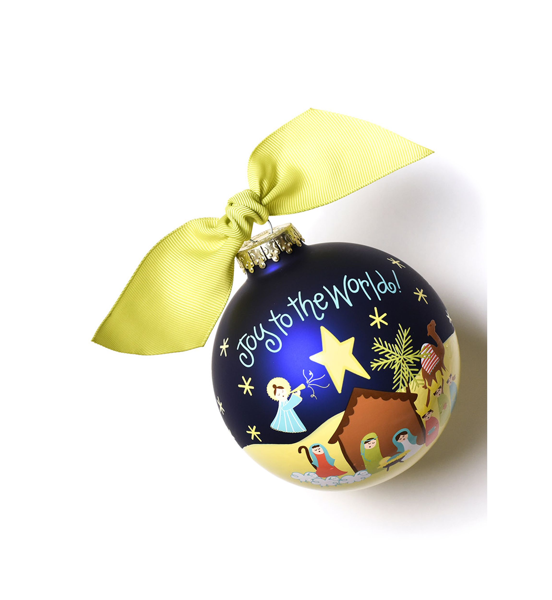 Joy to the World Nativity Glass Ornament
