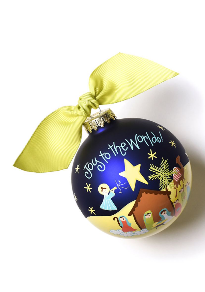 Joy to the World Nativity Glass Ornament