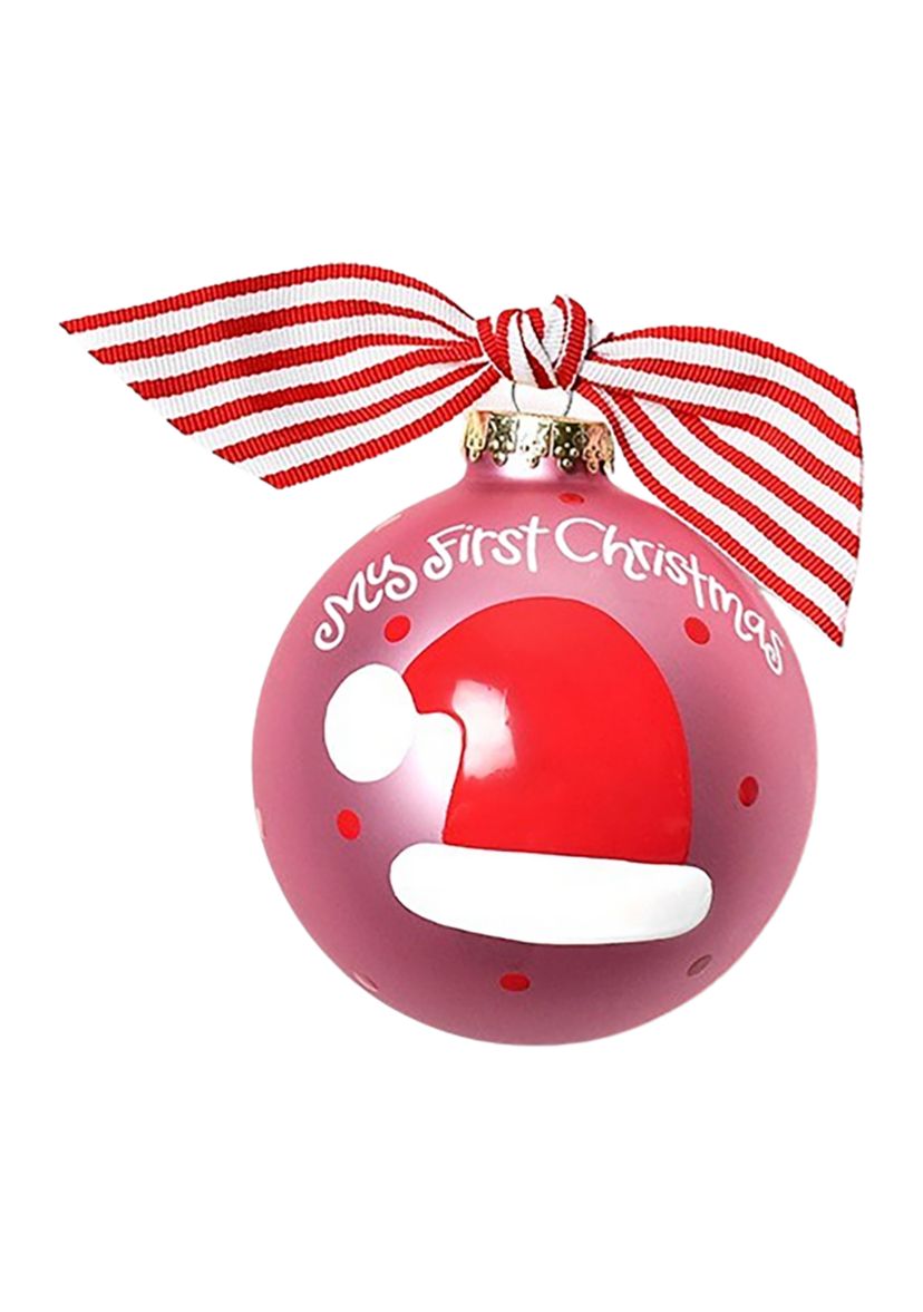 My First Christmas Hat Glass Ornament