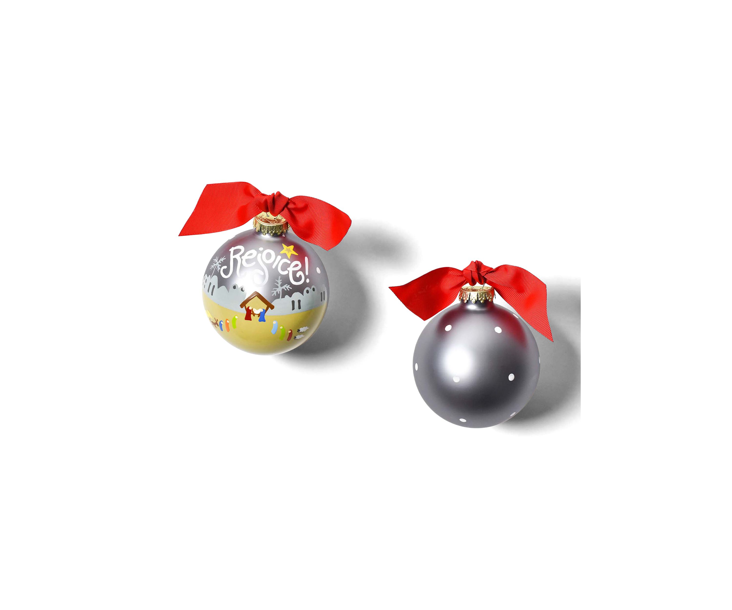 Rejoice Nativity Glass Ornament
