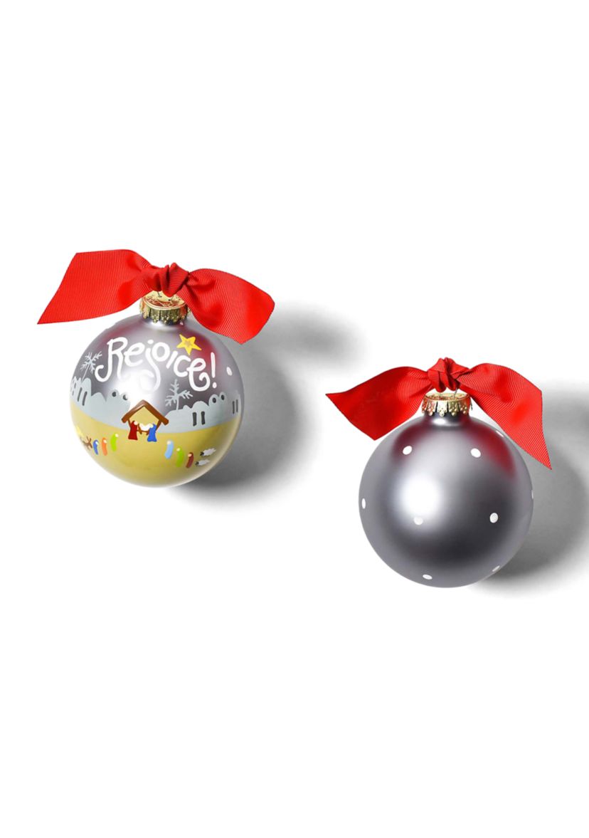 Rejoice Nativity Glass Ornament