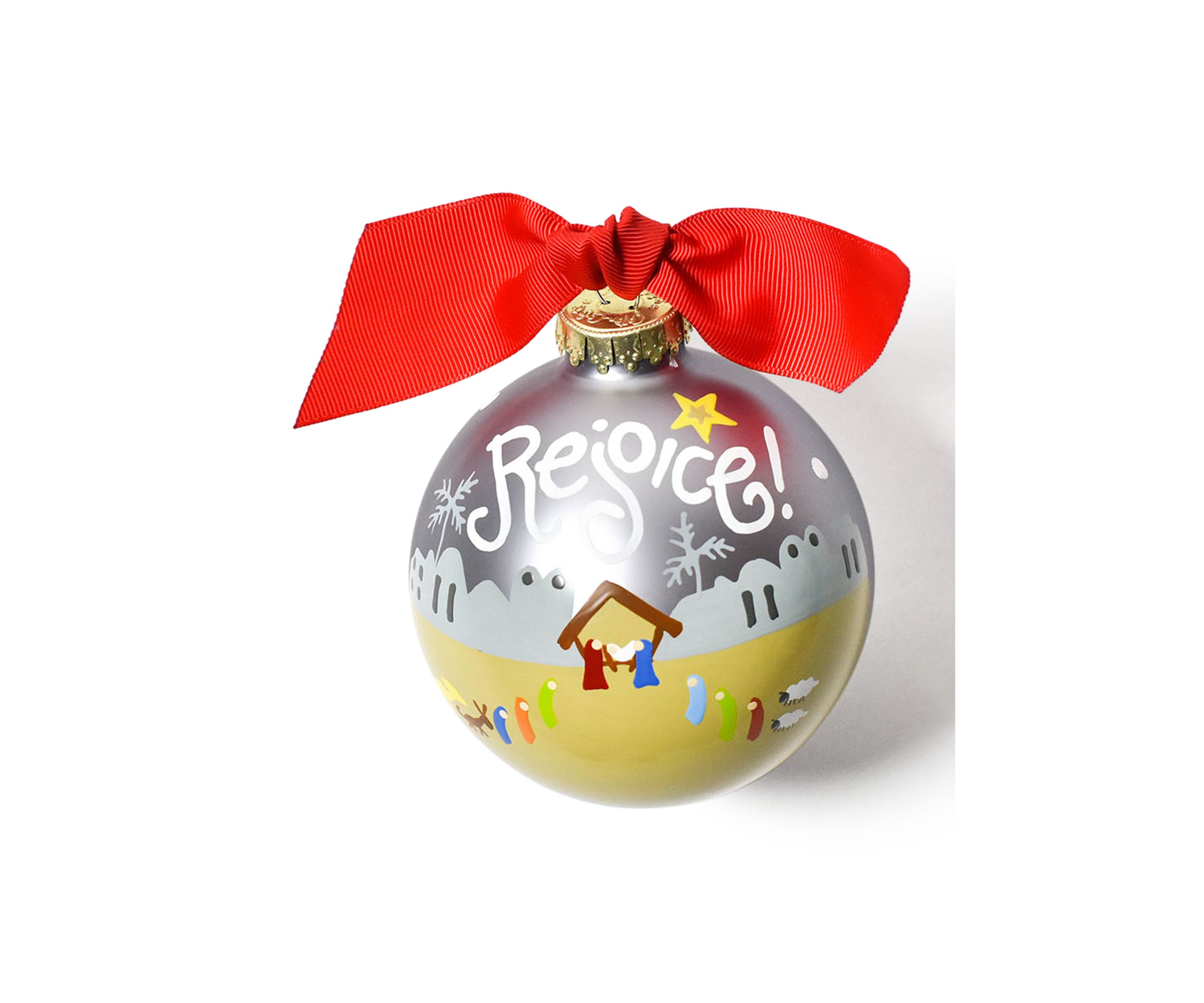 Rejoice Nativity Glass Ornament