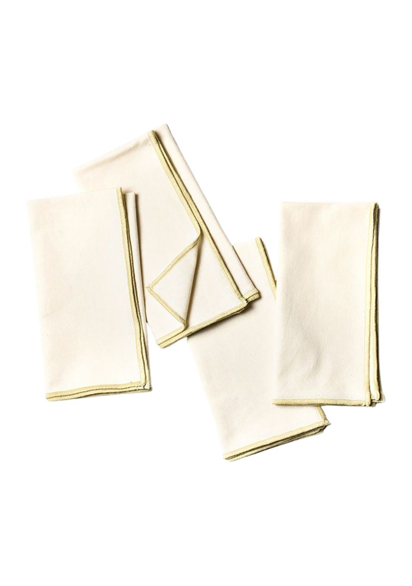 Ecru Color Blocked Napkins - Set of 4