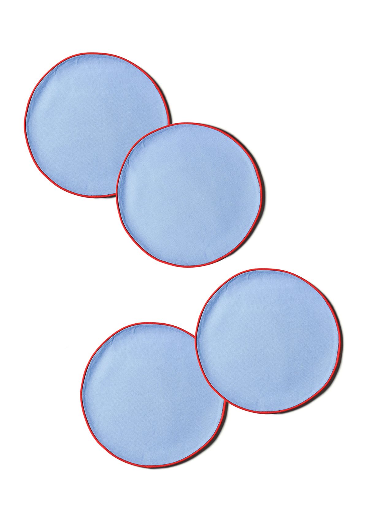 French Blue and Red Color Block Round Placemats - Set of 4