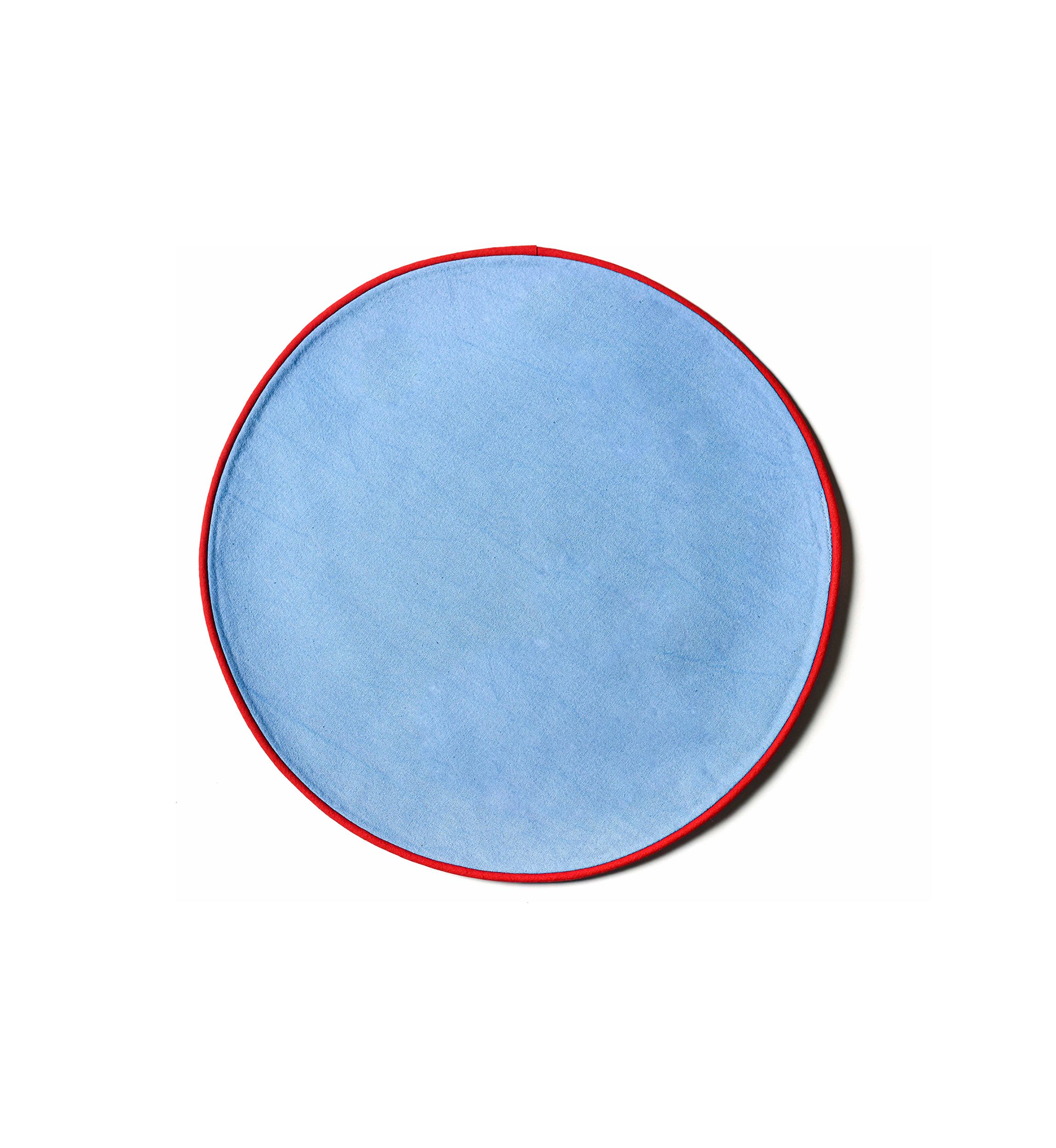 French Blue and Red Color Block Round Placemats - Set of 4