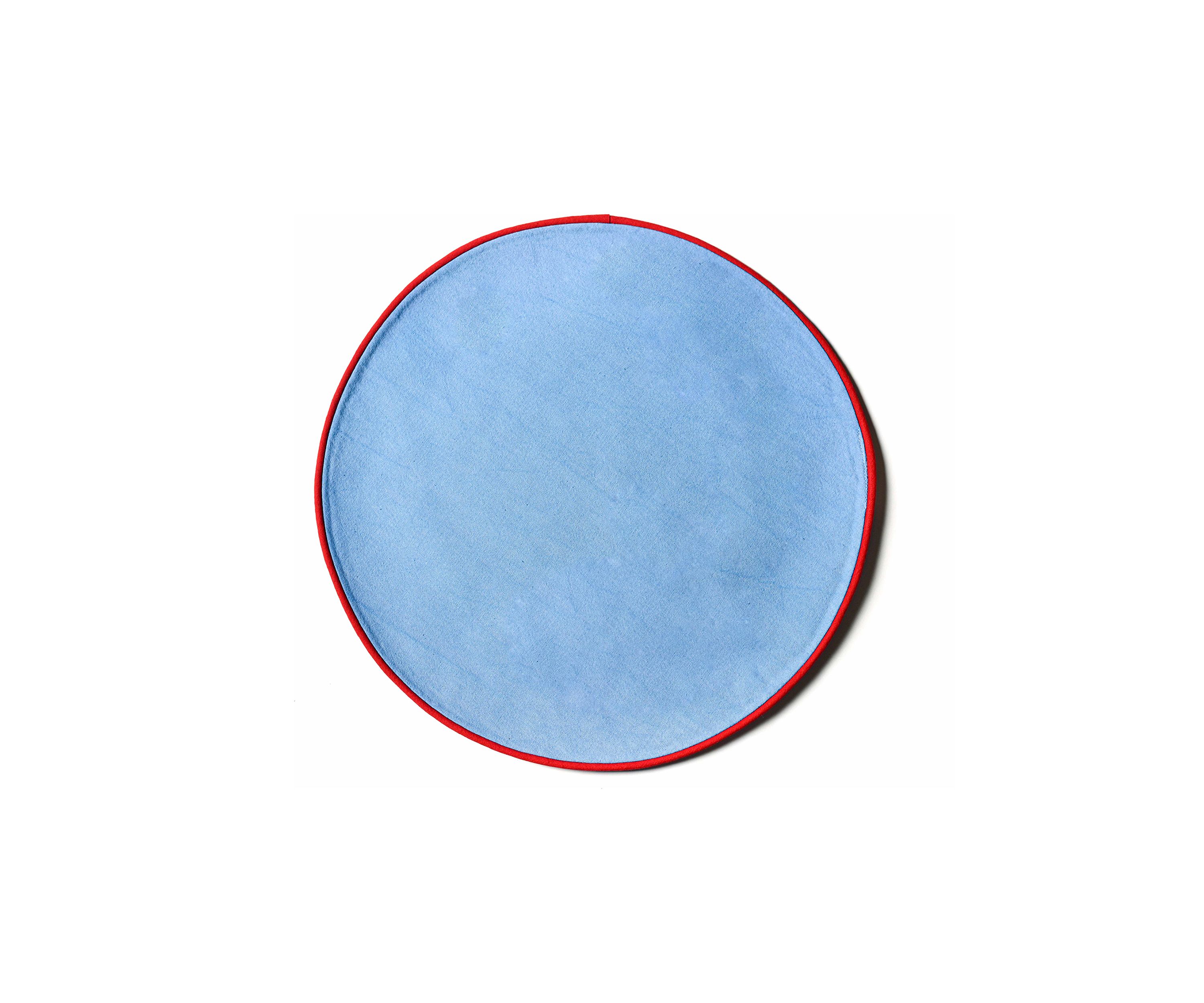 French Blue and Red Color Block Round Placemats - Set of 4