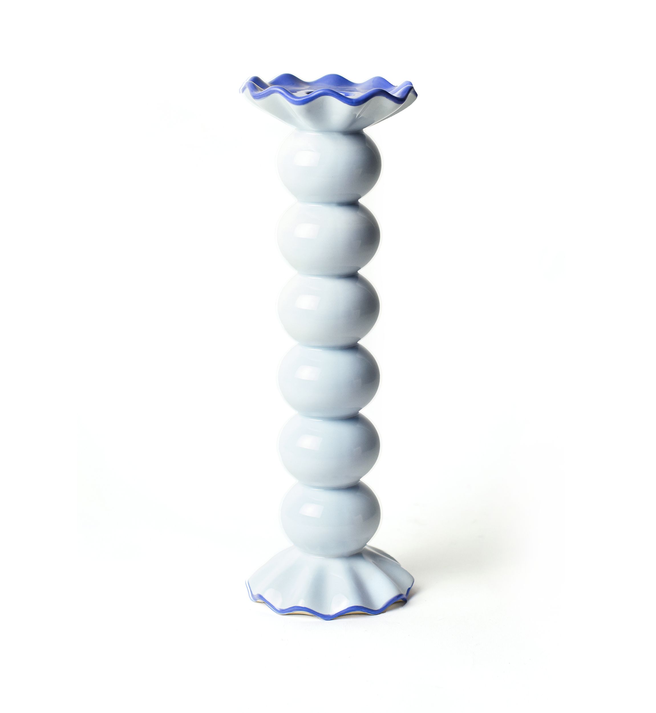Smoke Large Ruffle Knobbed Candle Holder