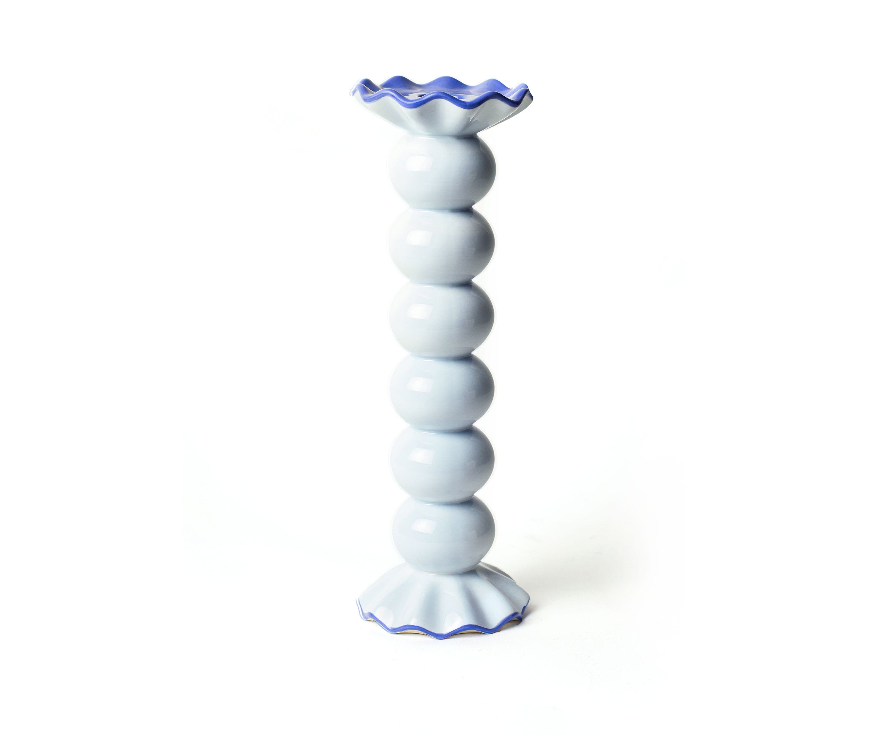 Smoke Large Ruffle Knobbed Candle Holder