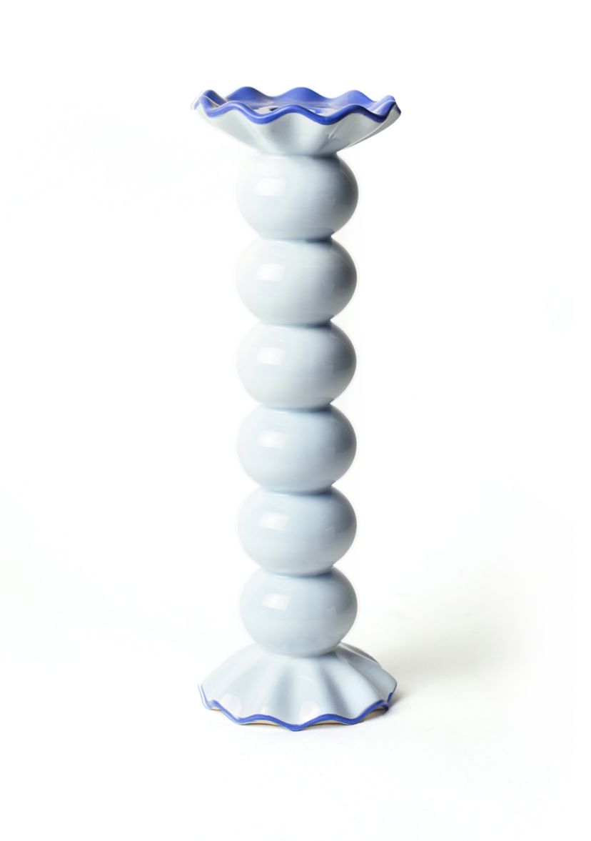 Smoke Large Ruffle Knobbed Candle Holder