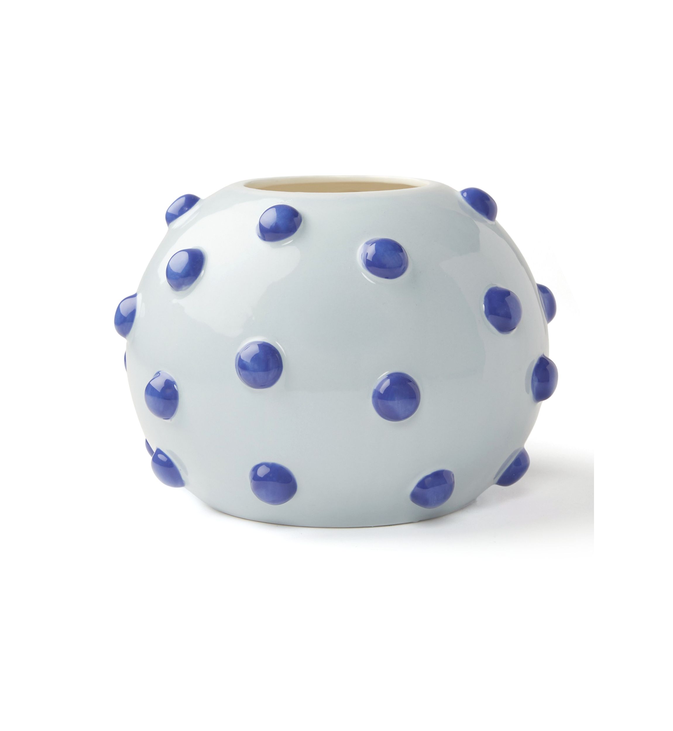Iris Blue Large Round Vase with Decorative Knobs