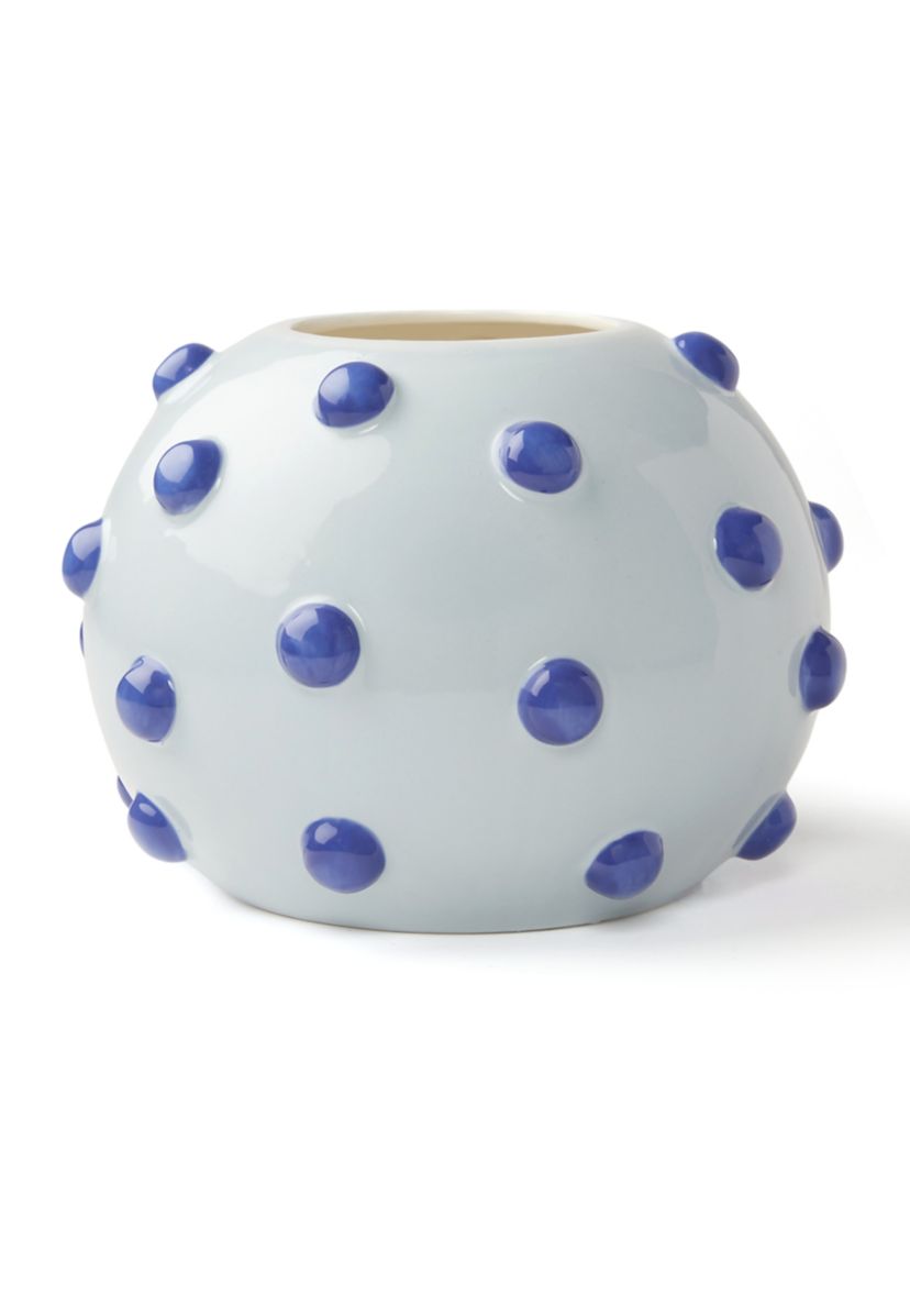 Iris Blue Large Round Vase with Decorative Knobs
