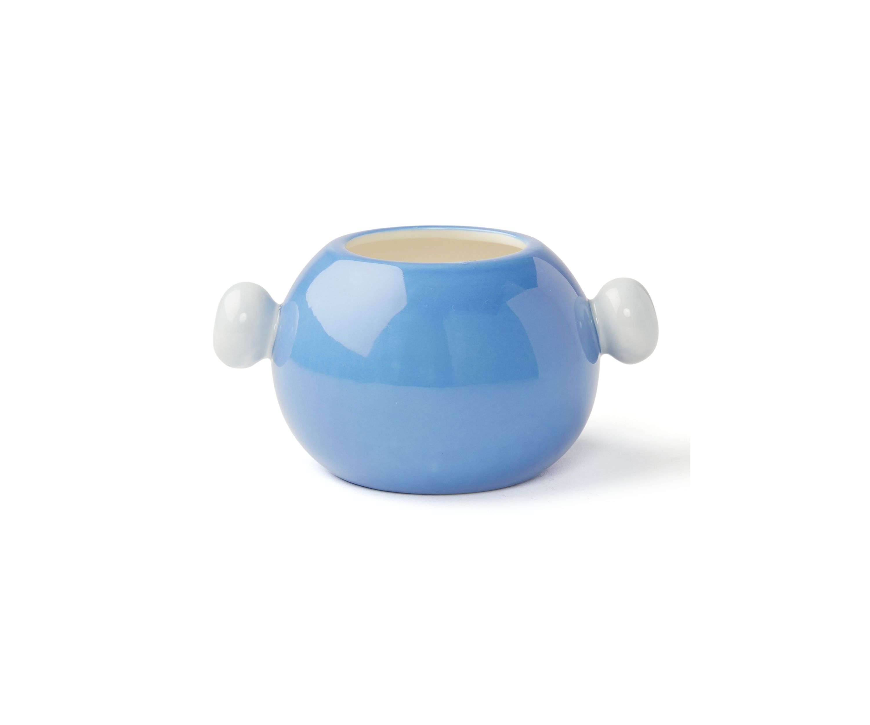 Iris Blue Medium Round Vase with Knob Handles