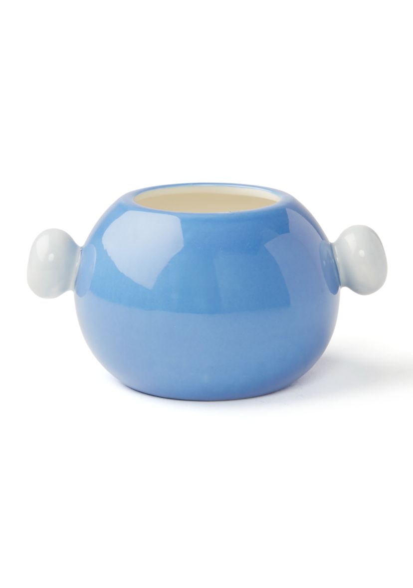 Iris Blue Medium Round Vase with Knob Handles