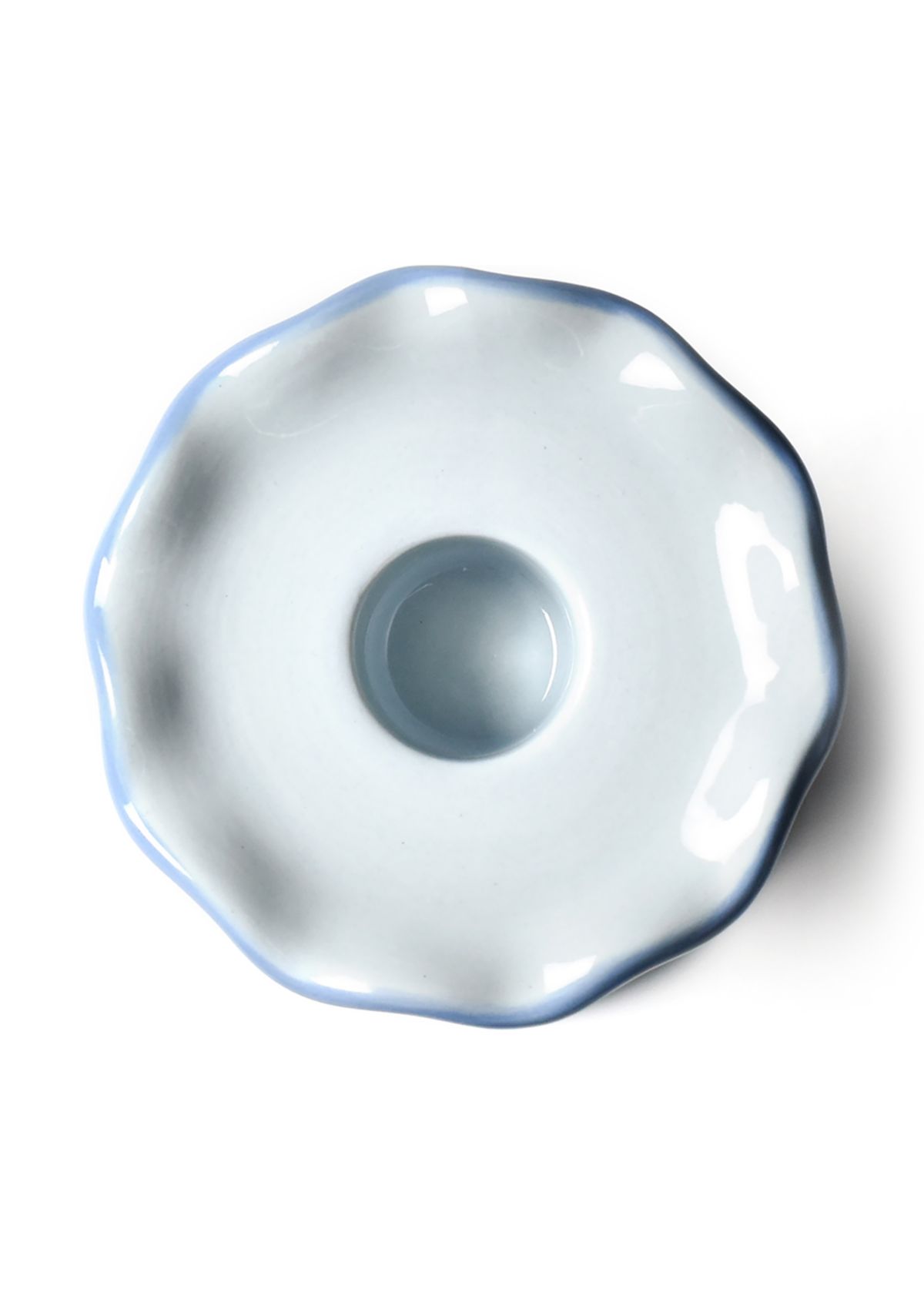 French Blue Medium Ruffle Knobbed Candle Holder