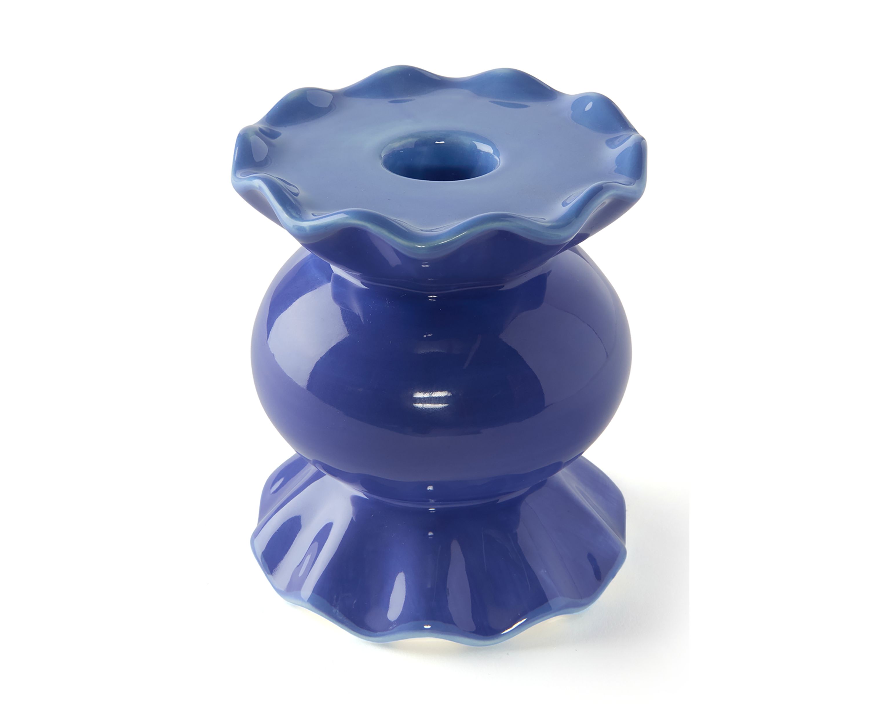 Iris Blue Small Ruffle Candle Holder