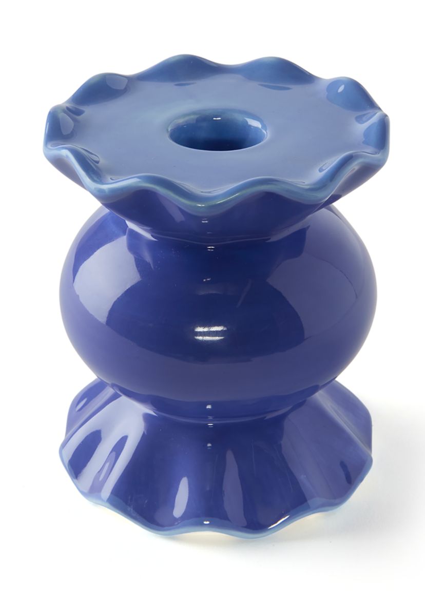 Iris Blue Small Ruffle Candle Holder