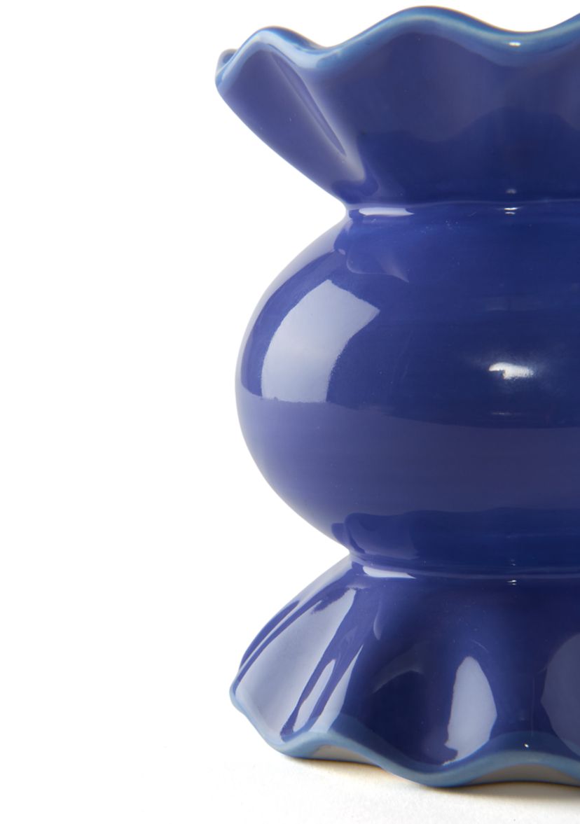 Iris Blue Small Ruffle Candle Holder