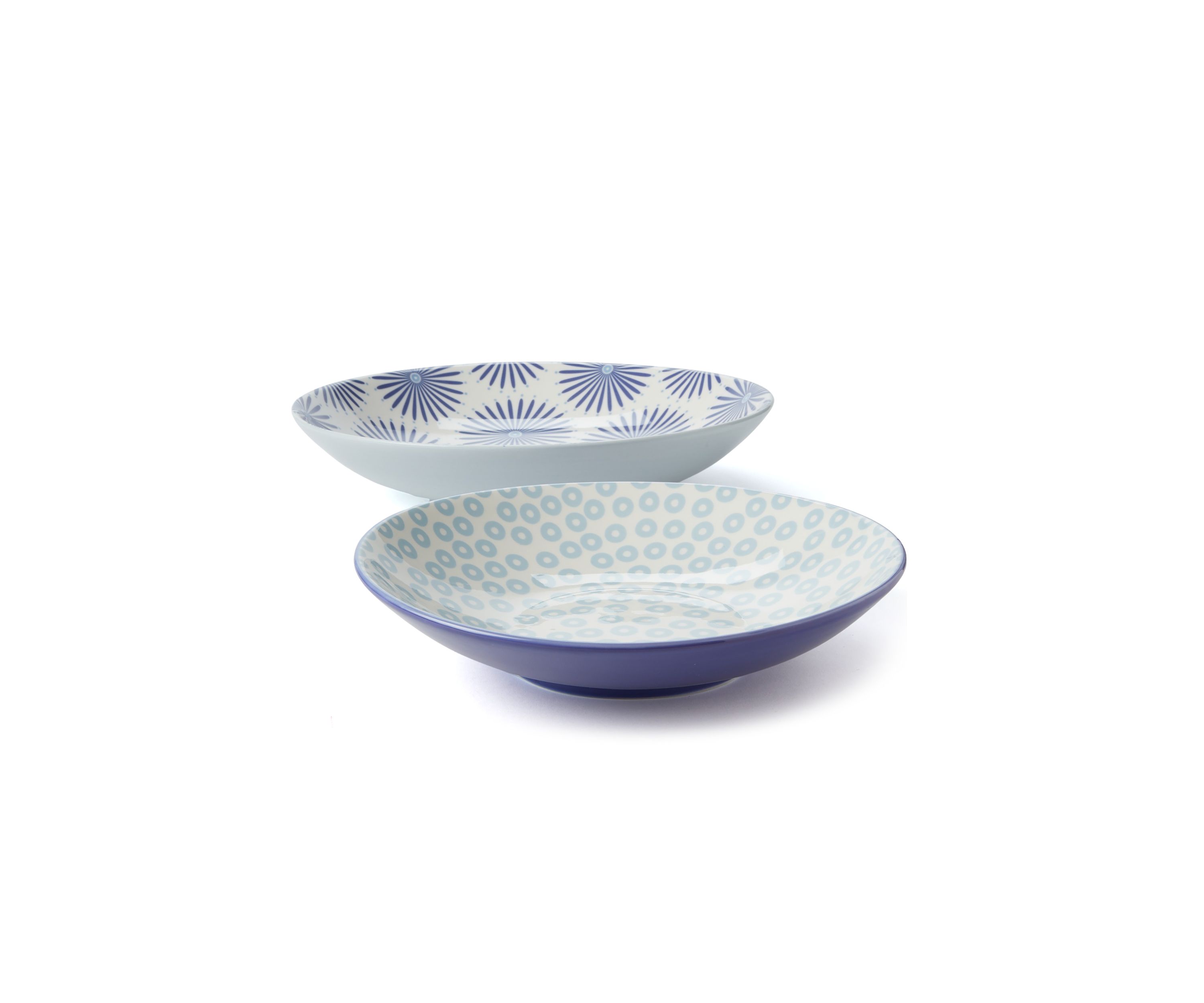 Set of 2 Iris Blue Serving Bowls