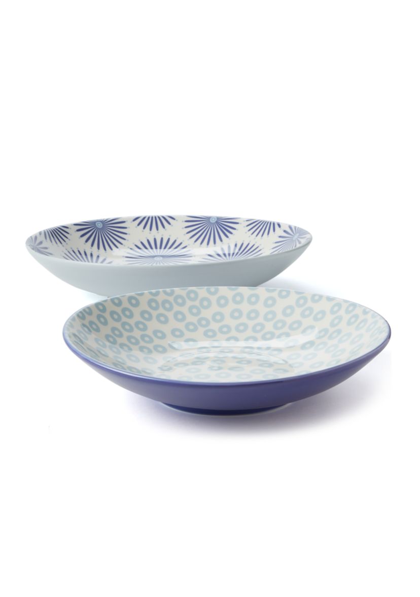 Set of 2 Iris Blue Serving Bowls