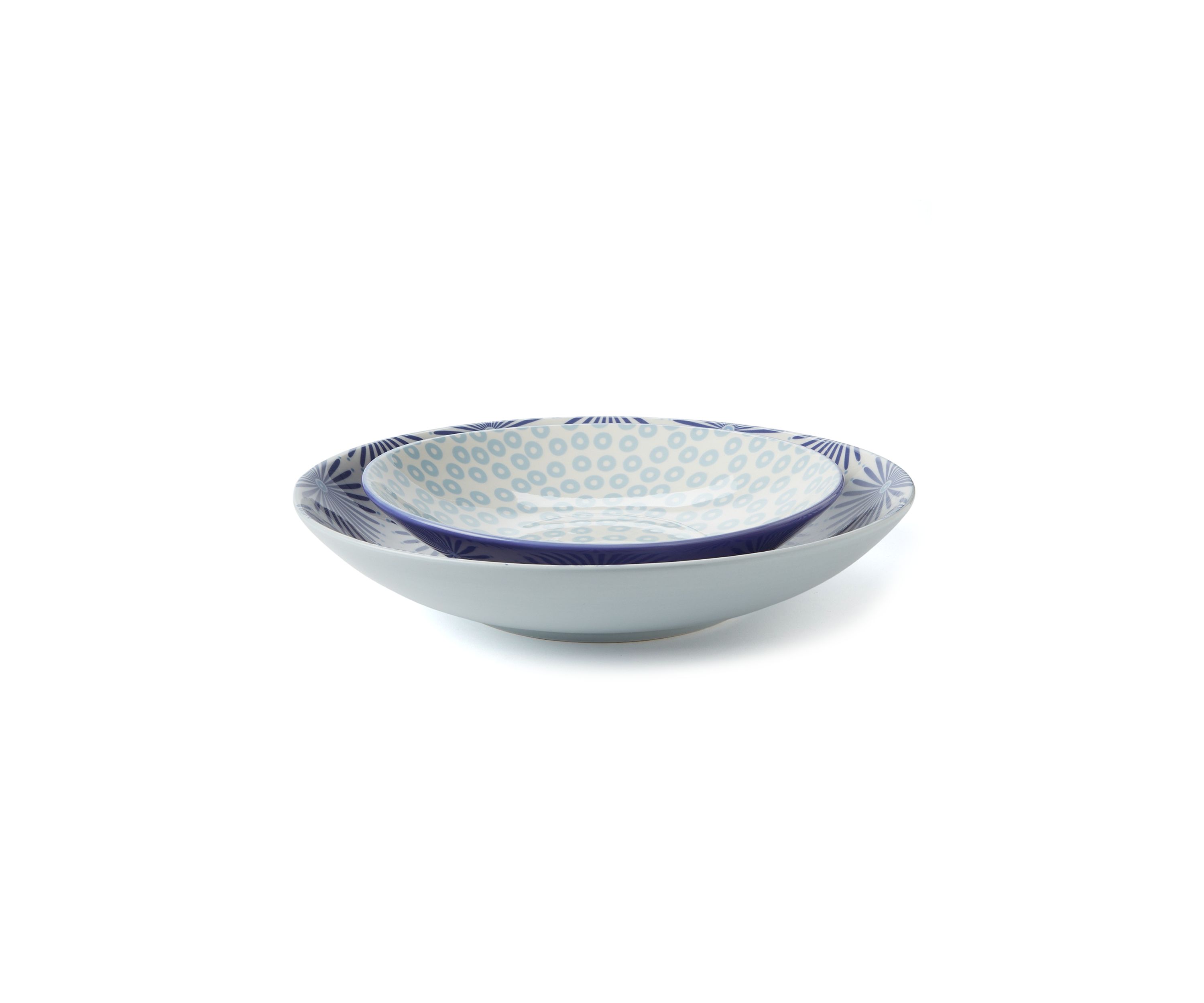 Set of 2 Iris Blue Serving Bowls