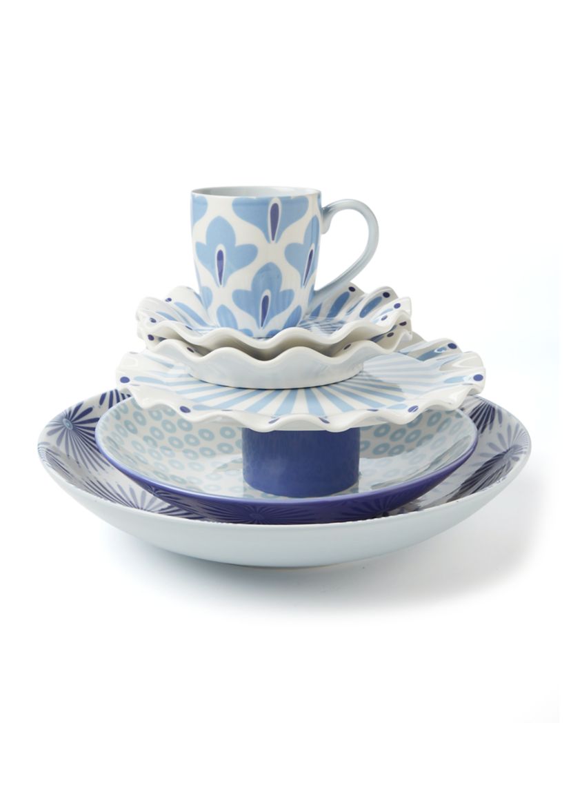 Set of 2 Iris Blue Serving Bowls