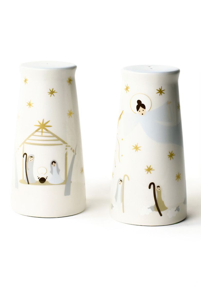 O Holy Night Pedestal Salt and Pepper Shaker Set Fair Skin