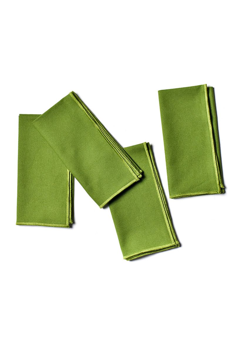 Olive Color Blocked Napkins - Set of 4