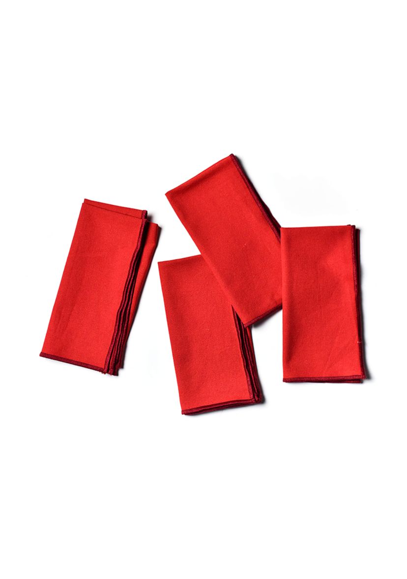 4 Color Block Red Napkins