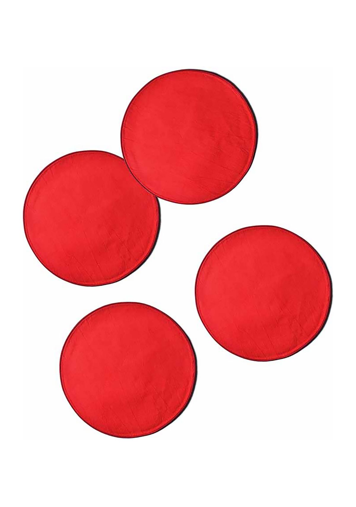 Red Color-Blocked Round Placemats - Set of 4