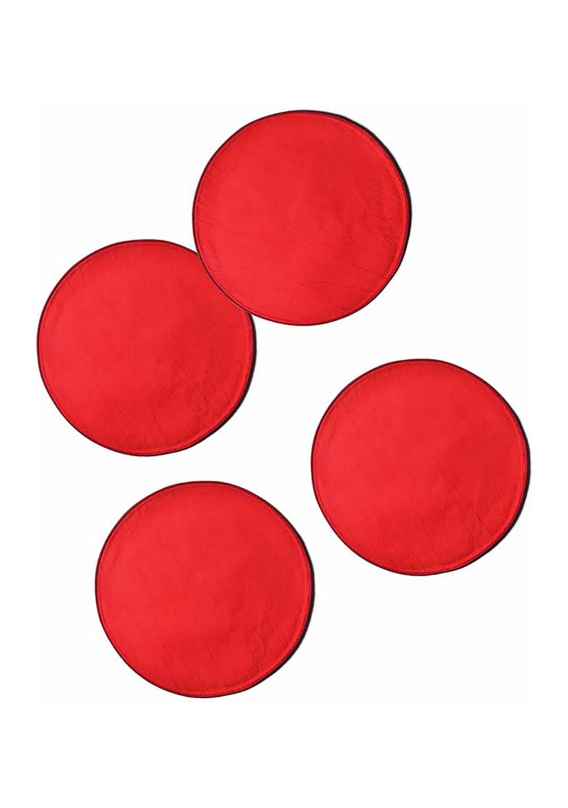 Red Color-Blocked Round Placemats - Set of 4
