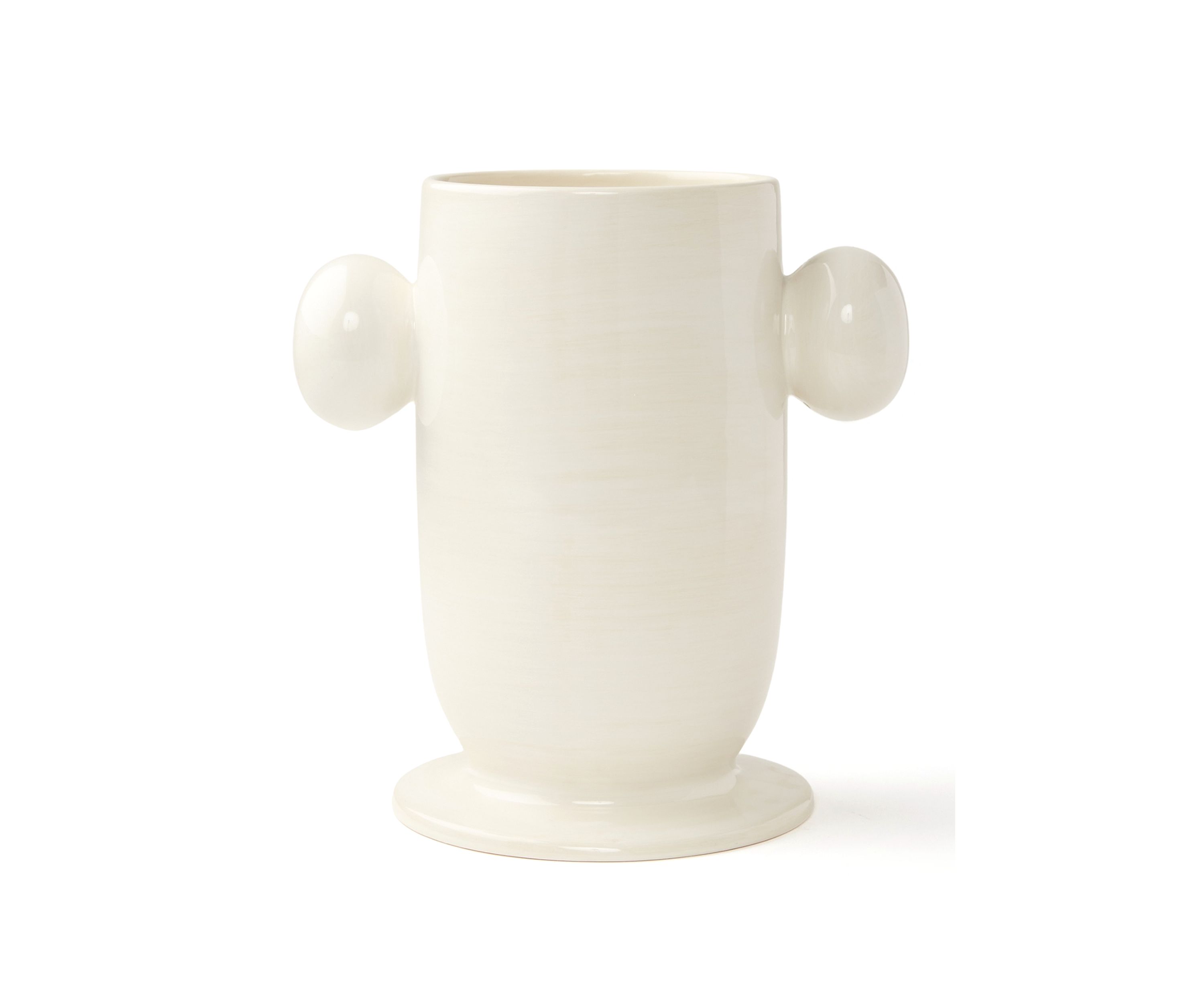 Signature White Large Cylinder Vase with Knob Handles