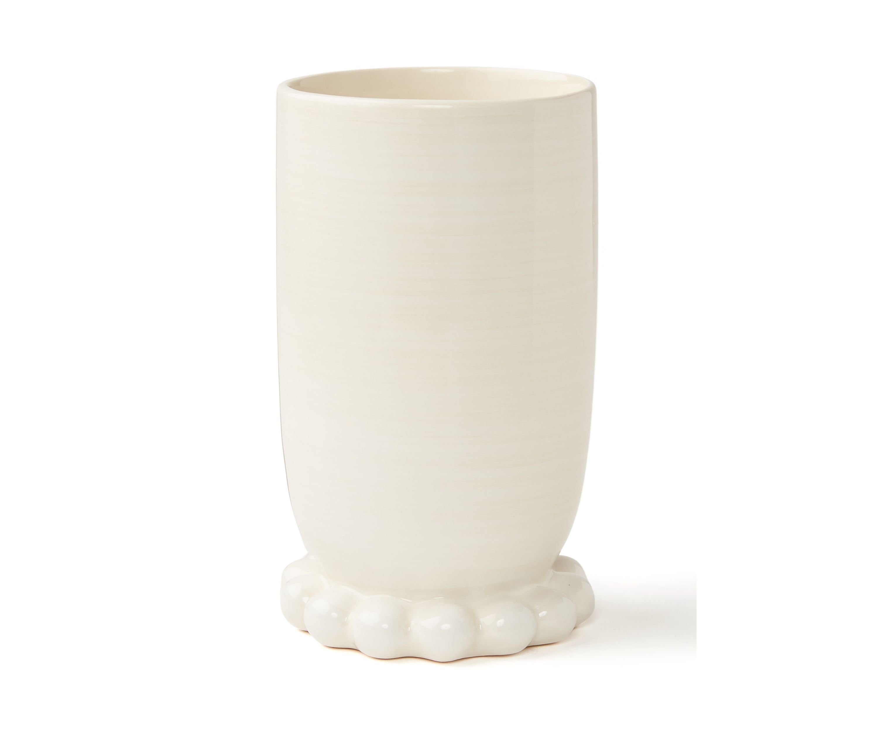Signature White Medium Cylinder Vase with Knobbed Foot