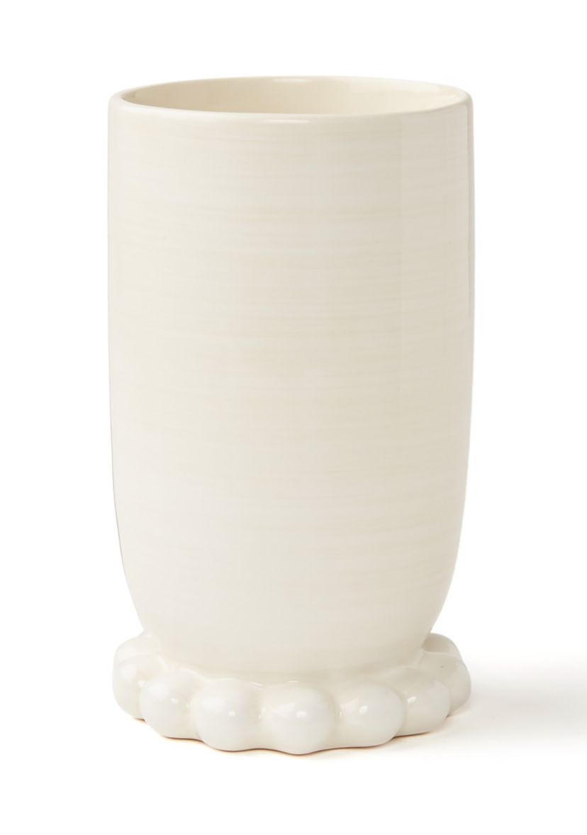 Signature White Medium Cylinder Vase with Knobbed Foot