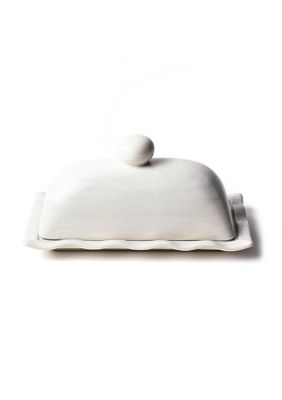 Signature White Ruffle Domed Butter Dish