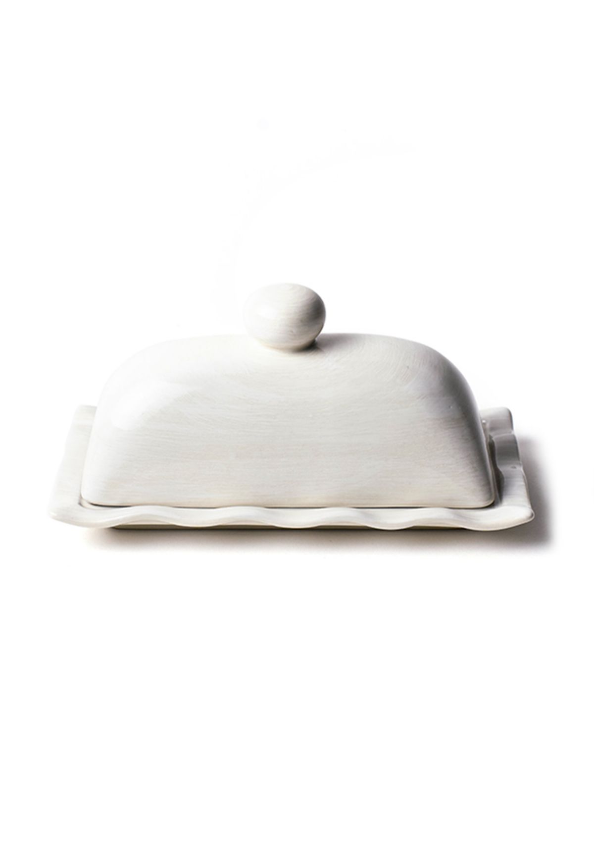 Signature White Ruffle Domed Butter Dish