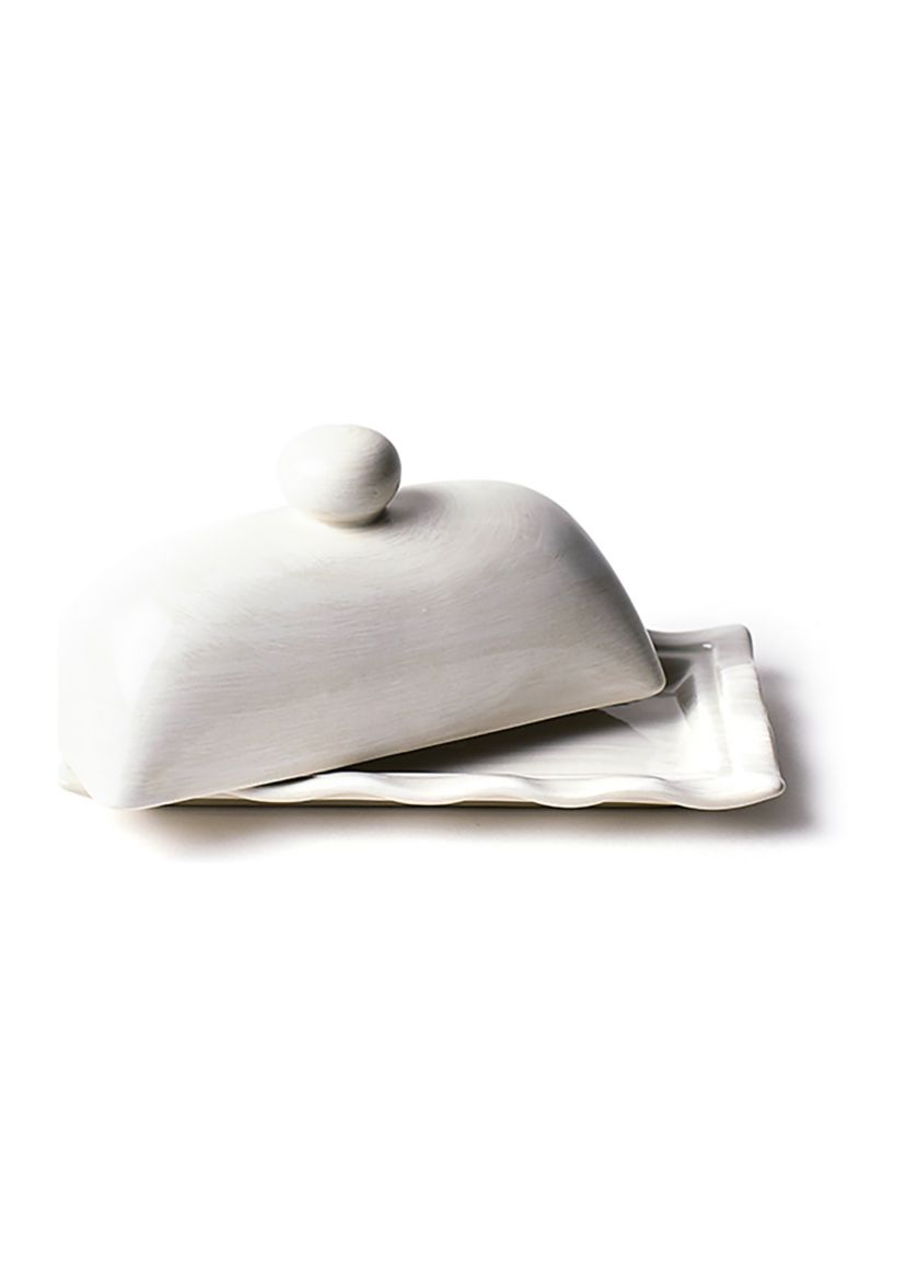 Signature White Ruffle Domed Butter Dish