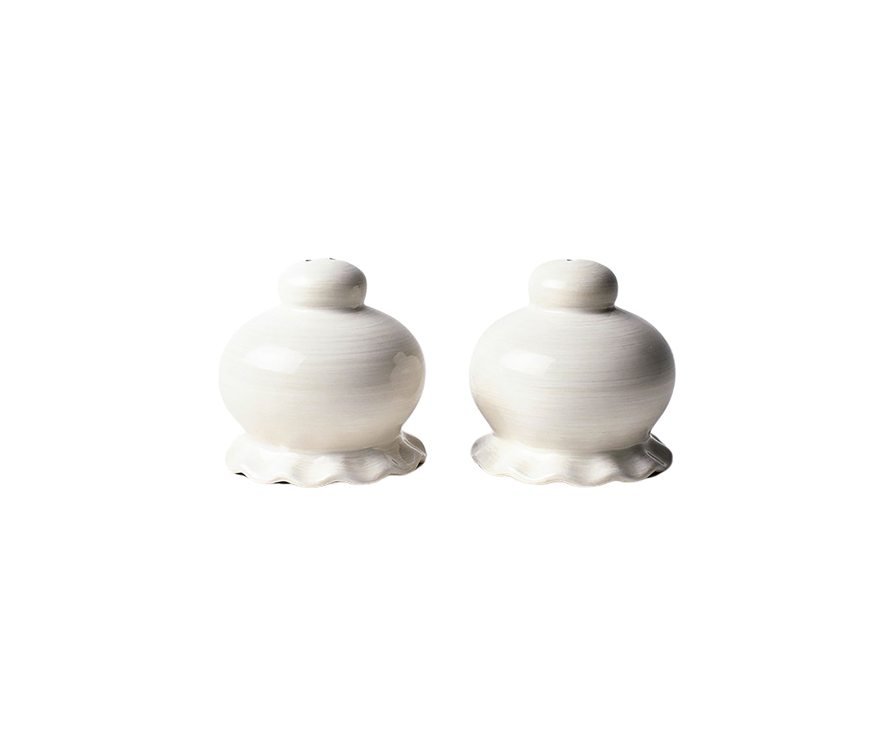 Signature White Ruffle Salt and Pepper Shaker Set