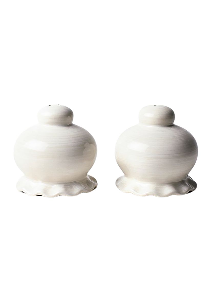 Signature White Ruffle Salt and Pepper Shaker Set