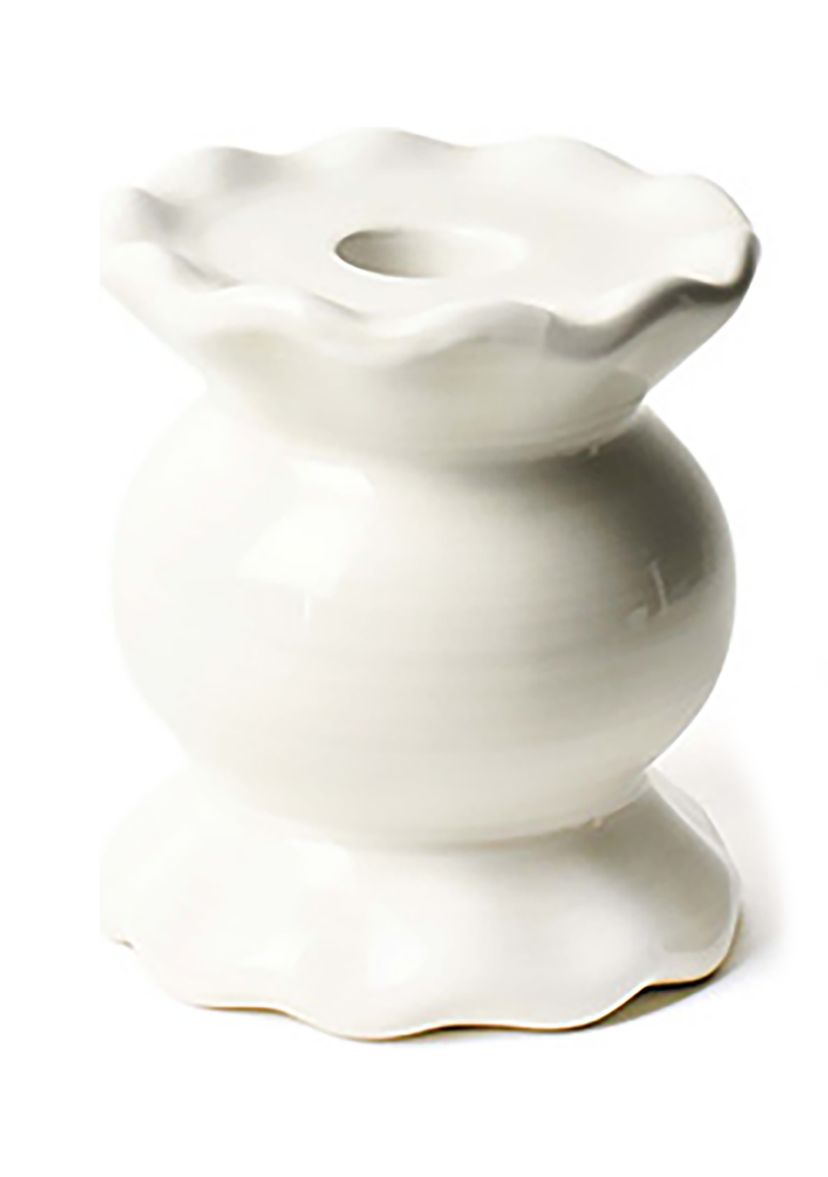 Signature White Small Ruffle Knob Candle Holder
