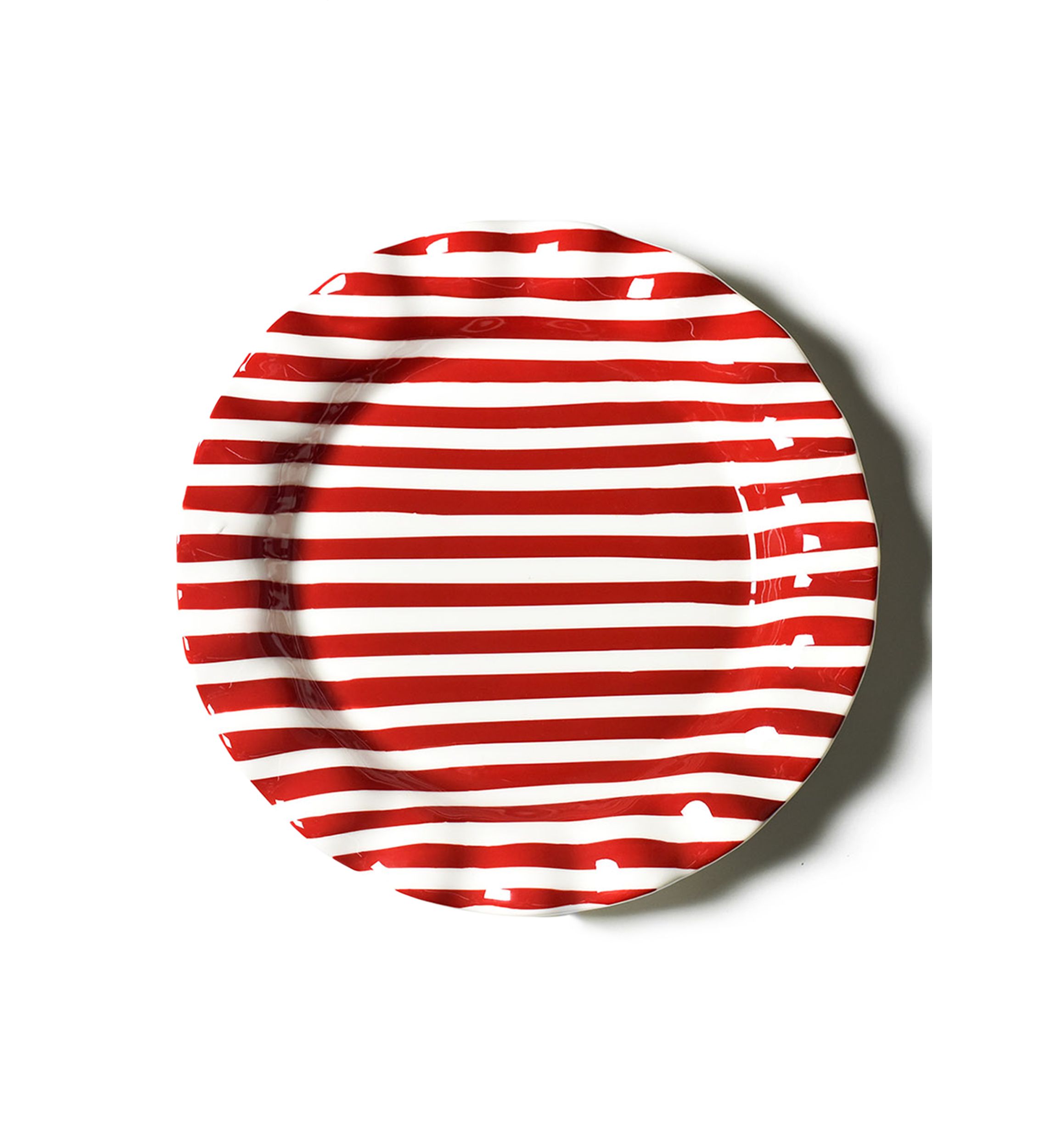 Red Stripe Drop Ruffle Dinner Plate