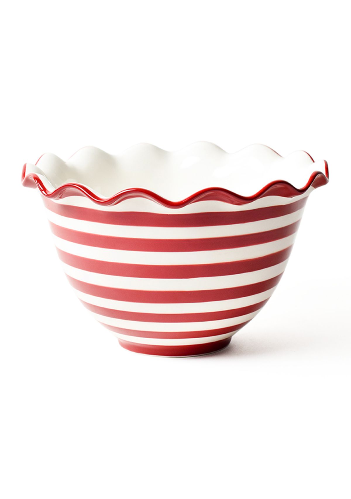 Red Stripe Ruffle Small Bowl